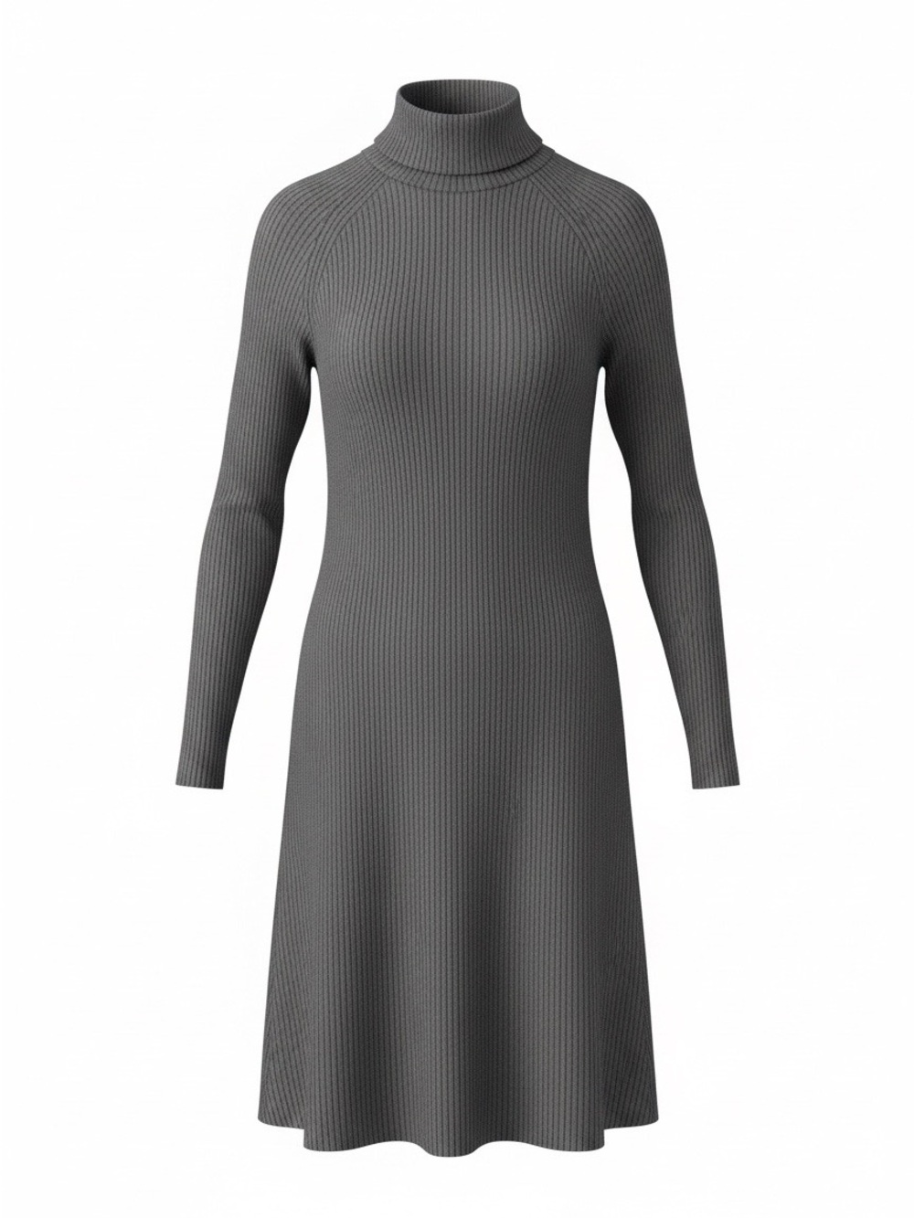224. Ann Taylor Gray Ribbed Turtleneck Sweater Dress